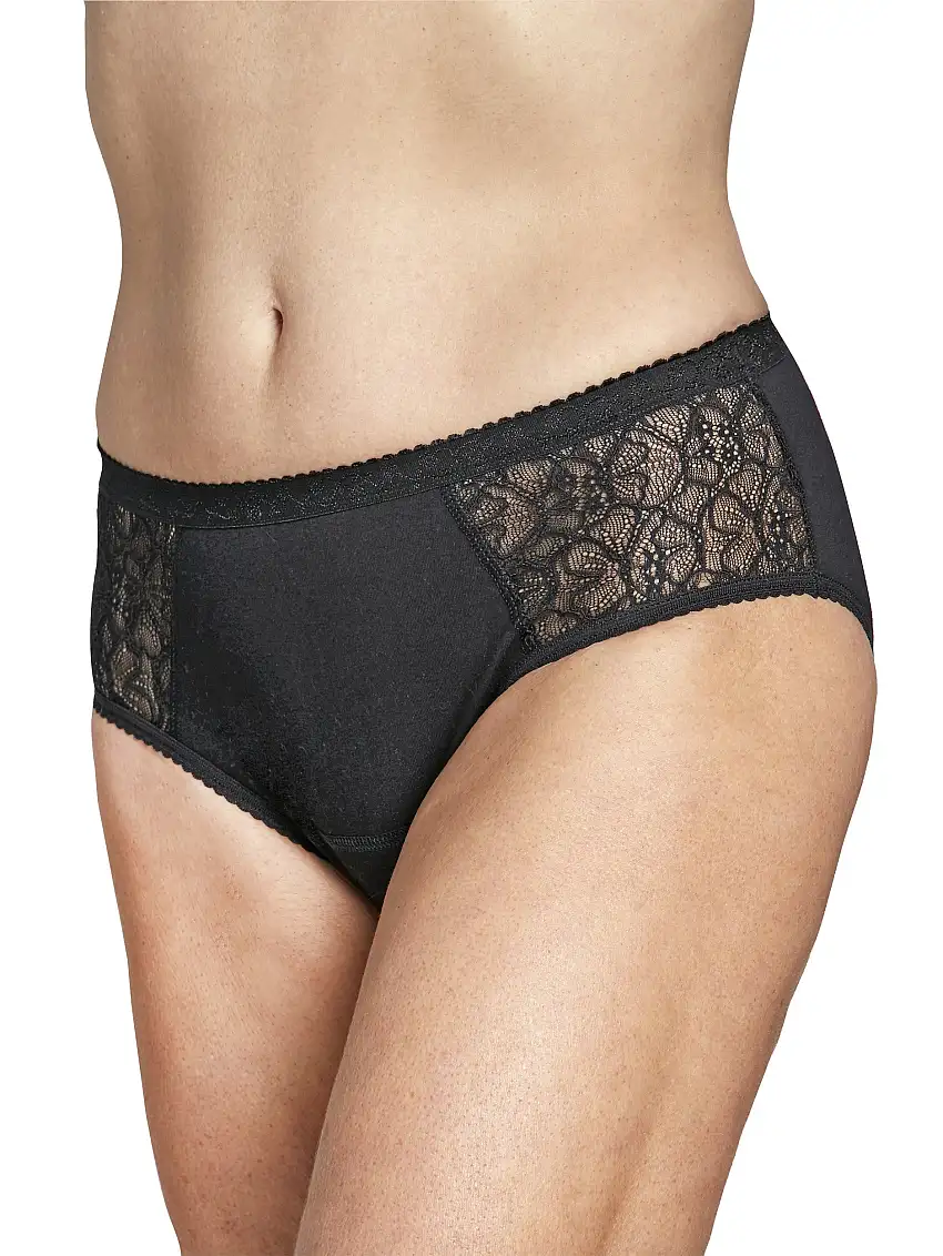 Black Lace Midi Panties with Uncrossable Front and Bottom - Benefactor - T1 - S