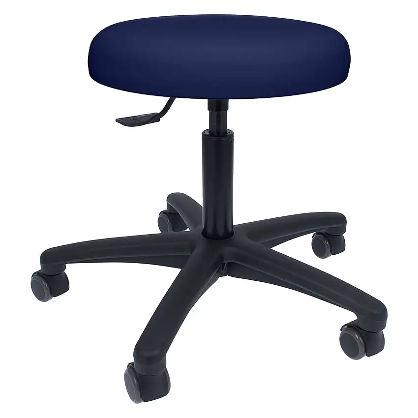 Sanarest Tabouret roulant pivotant avec piétement en plastique Noir, Bleu foncé