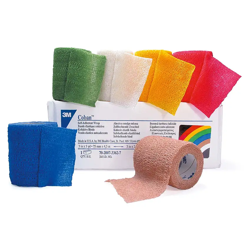 Coban Elastic Cohesive Bandage - 3M - Blue / 2.5 cm x 4.5 m / Box of 5