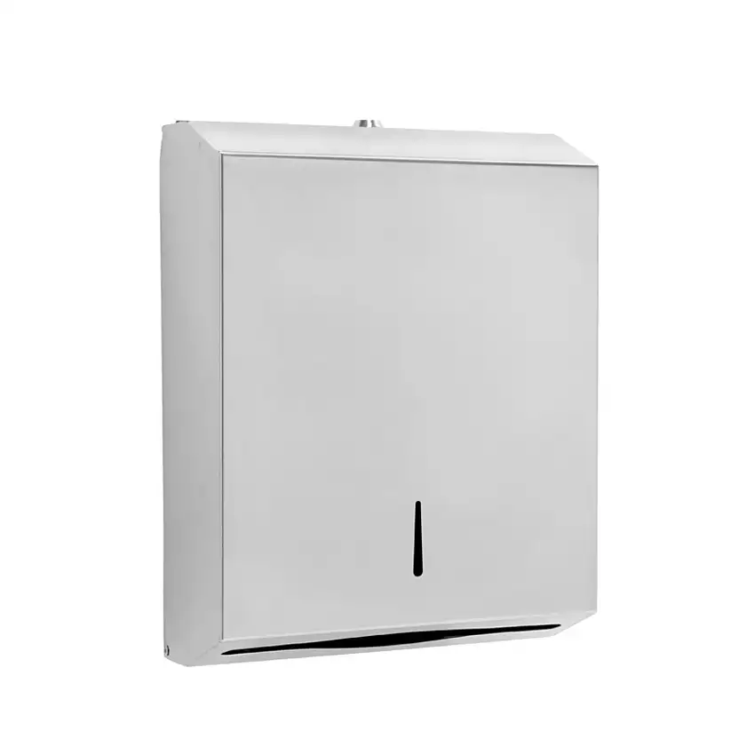Wall mounted dispenser - 400F folded hand towels - Shiny stainless steel