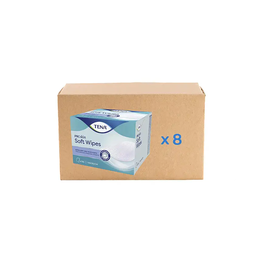 Tena Soft Wipe Proskin Toilet Square - L. 30 x l. 19 cm - 8x135U cardboard - Tena
