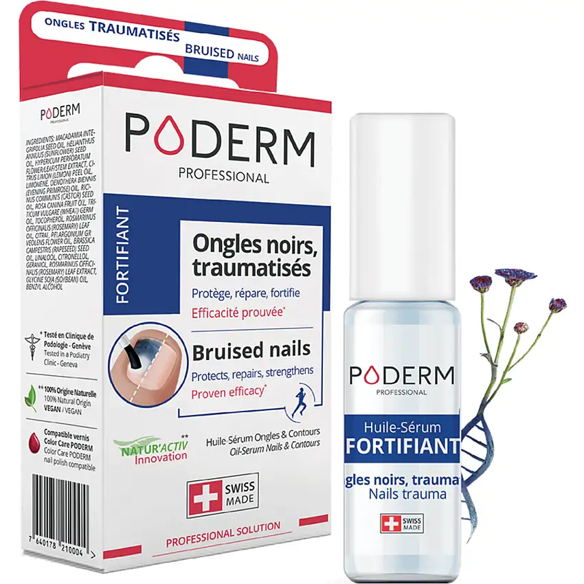 Black, traumatized nail serum treatment - 8ml - Fortifying - Poderm Professional