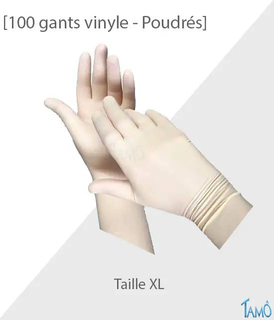 BOÎTE DE 100 GANTS VINYLE POUDRES - Taille 9/10 - XL