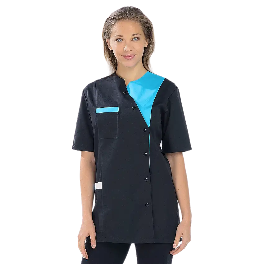 Agathe - Tunic - Short sleeves - Women - 75 cm  - Black Twill / Atoll / T1 - S