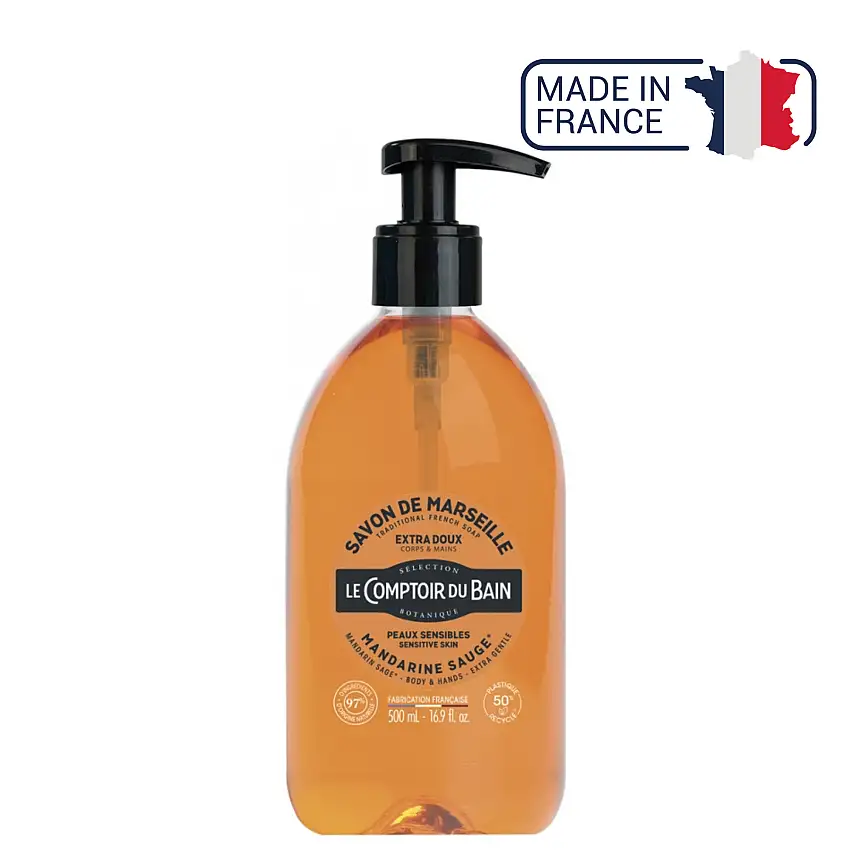 Liquid Marseille Soap Mandarin Sage - 500ml - Le Comptoir du Bain