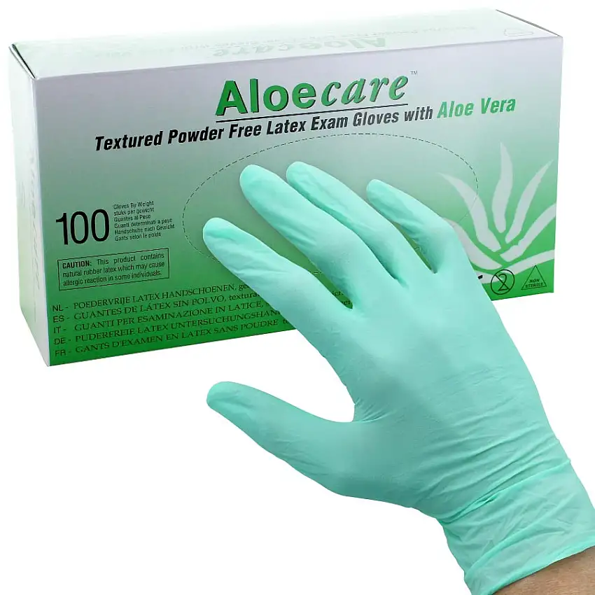 Gants d'examen latex non poudrés non stériles Aloe Care