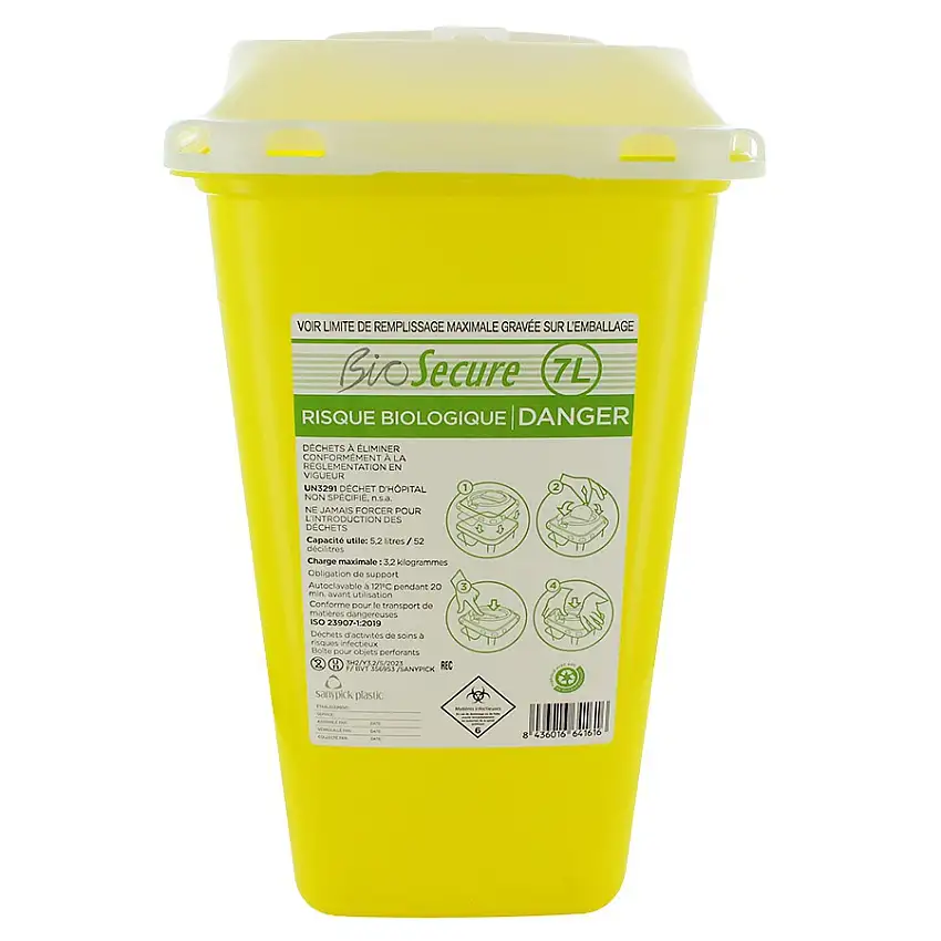 Seau collecteur de déchets médicaux Biosecure 7 L