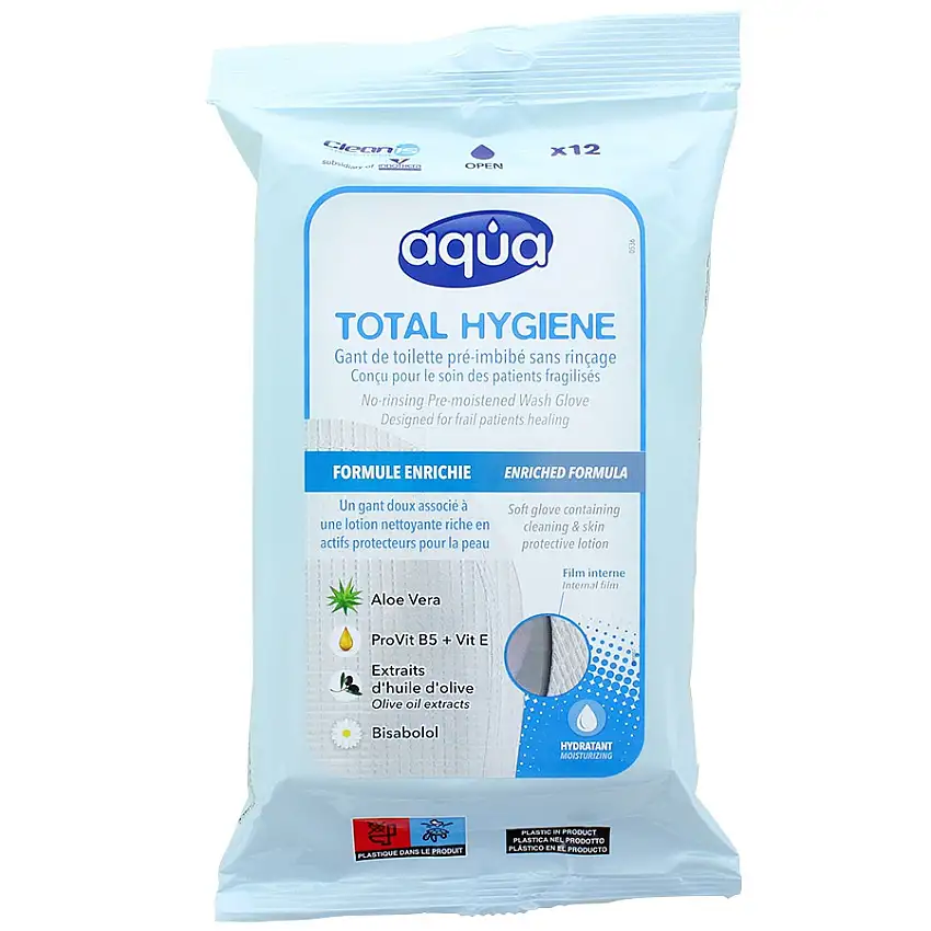 Gant de toilette corporelle pré-imbibé Aqua