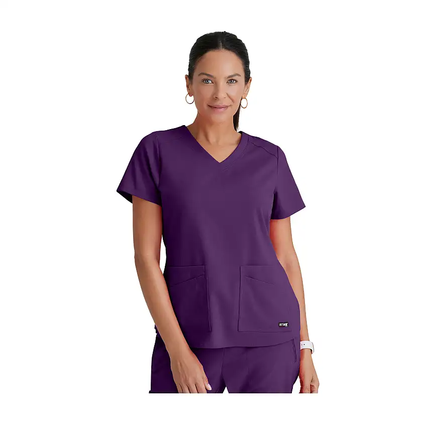Aura - V-neck tunic - Women - Grey's Anatomy Stretch - Eggplant / XXS