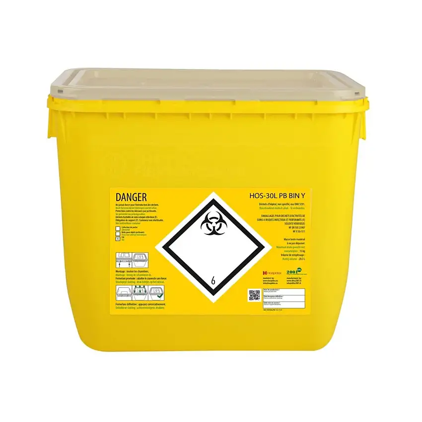 Clinisafe Rectangular Plastic Drum Container - Hospidex - 30 L
