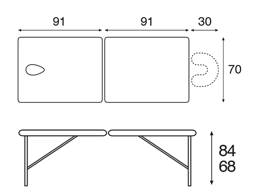 Ecopostural Banc de massage en valise réglable en hauteur Sans appuie-tête, Noir