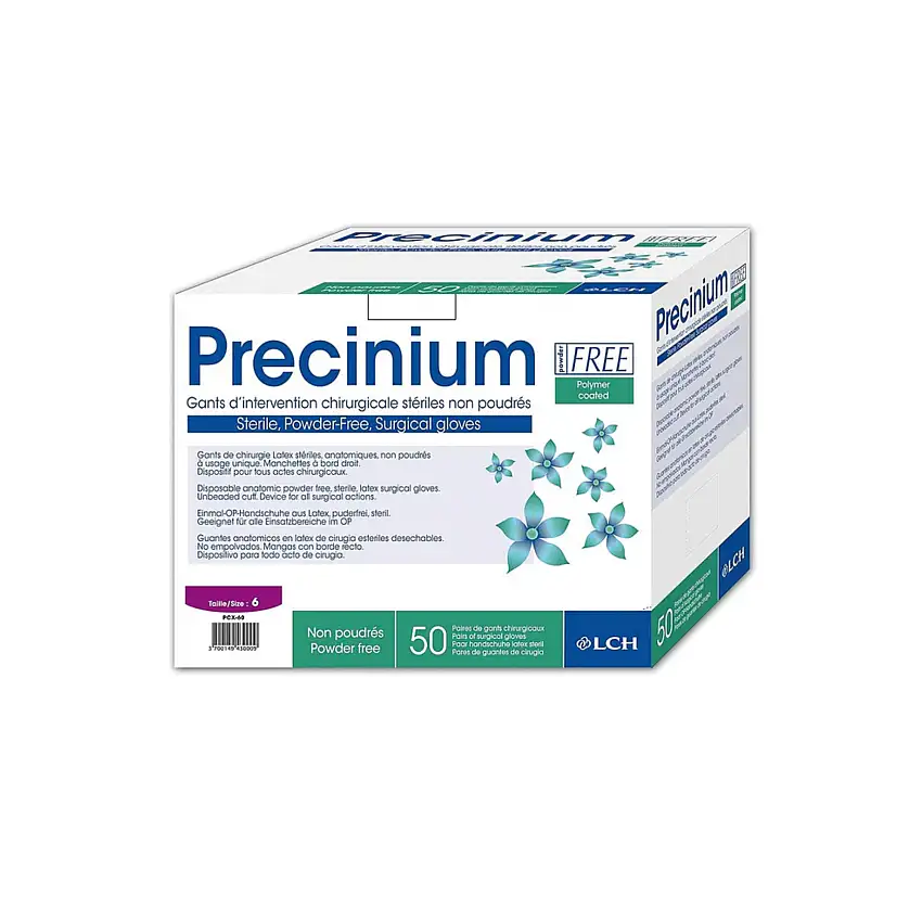 Precinium Sterile Surgical Gloves - Latex - Powder Free - Pack of 4 boxes of 50 gloves - 6