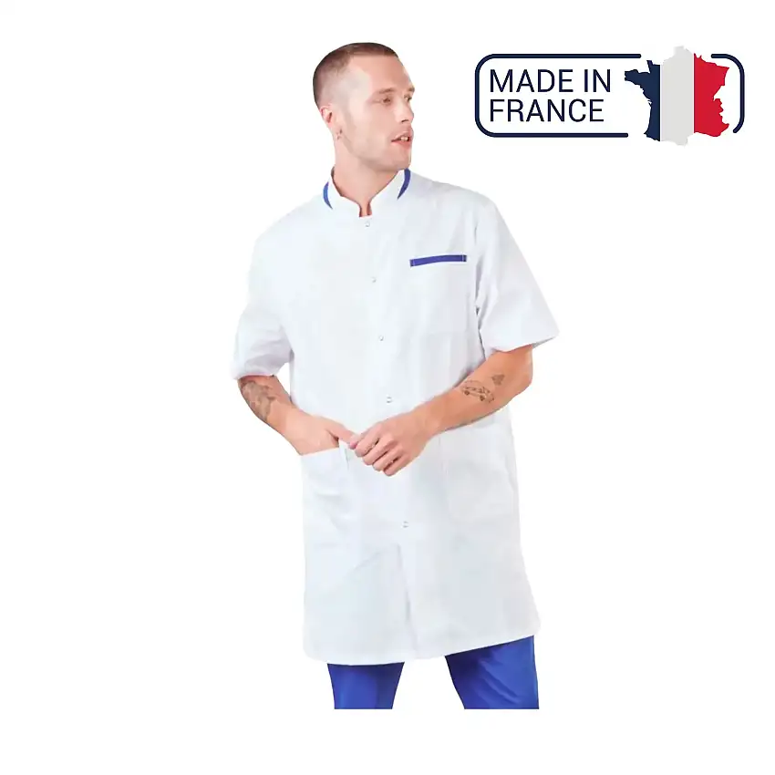 Heracles - Short Sleeve Blouse - Unisex - 95 cm - Phirejo - White / Dark Navy / XS