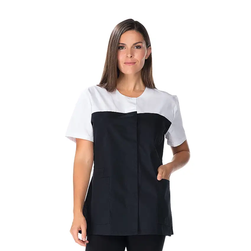 Lola - Short Sleeve Tunic - Women - 75 cm - Black/White / T0 - XS