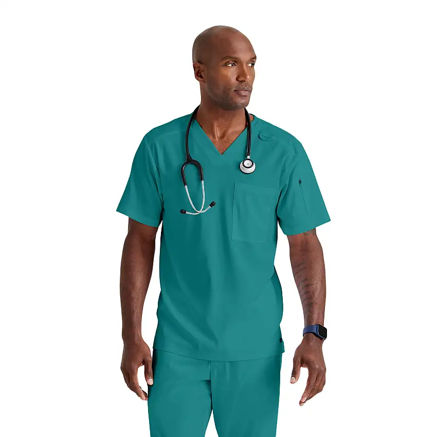 Murphy - V-Neck Tunic - Men - Grey's Anatomy Stretch - Caribbean Blue / XS
