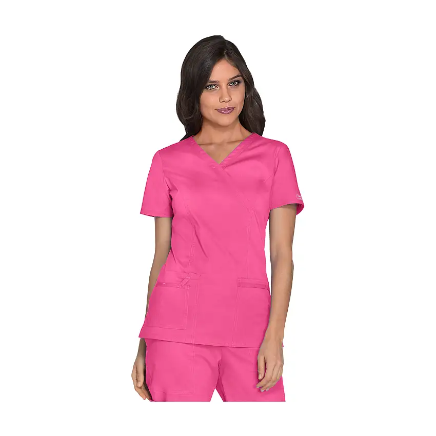 Pau - V-neck wrapover tunic - Women - Cherokee - Neon Pink / XXS