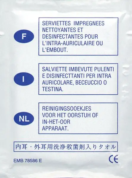 Lingettes désinfectantes pour intra-auriculaires