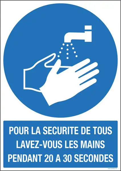 Panneau avec texte lavage des mains obligatoire