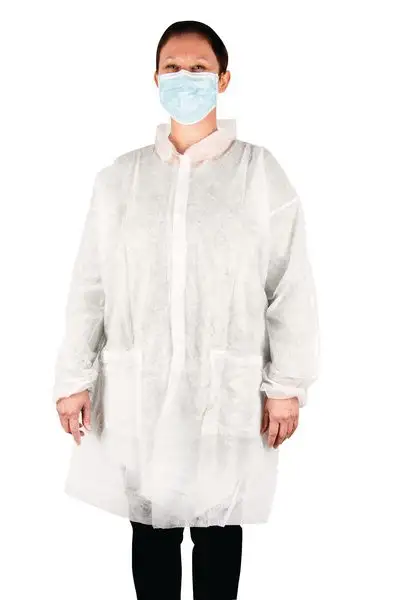 Blouse jetable en non-tissé avec fermeture à pression