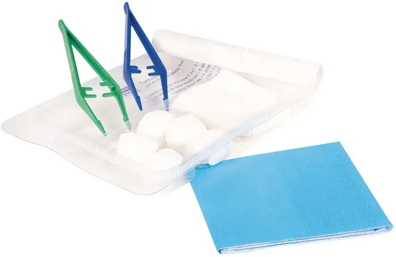 Set de pansement stérile avec champ, tampons et compresses