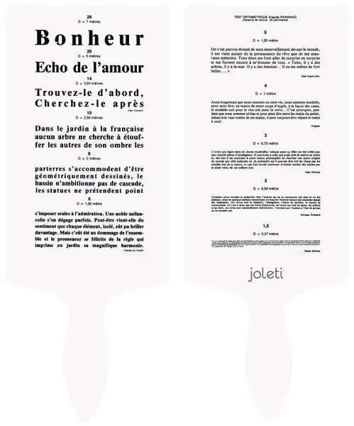 Echelle de Parinaud à main pour lettrés