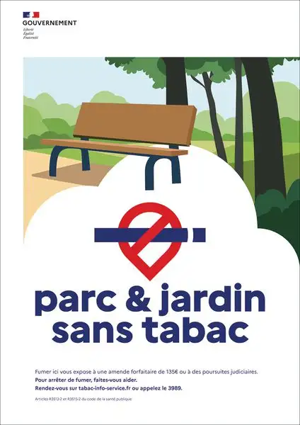 Panneau Espace sans tabac - Parc et jardin
