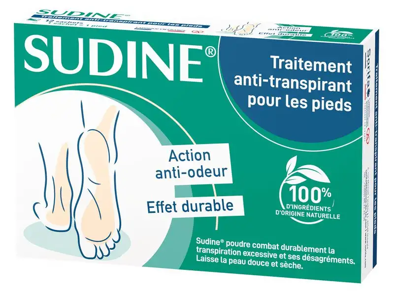 Poudre antitranspirante pour les pieds Sudine®, 6 sachets doubles