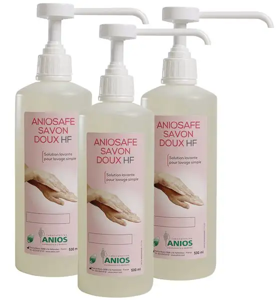 Savon doux Anios 3 flacons pompe 500 ml