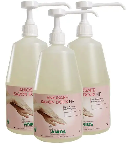 Savon doux Anios 3 flacons pompe 1 L