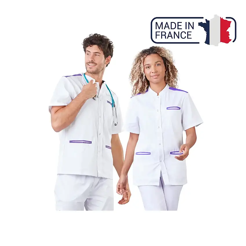 Ulysse - Short sleeve blouse - Unisex - 75 cm - Phirejo - White / Petunia / XS