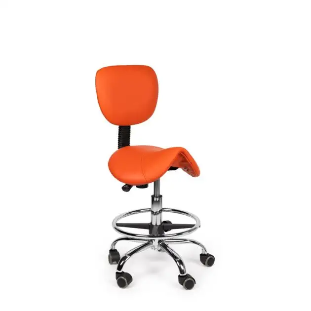 Saddle Stool Basic with Backrest Low Model Orange with Foot Ring