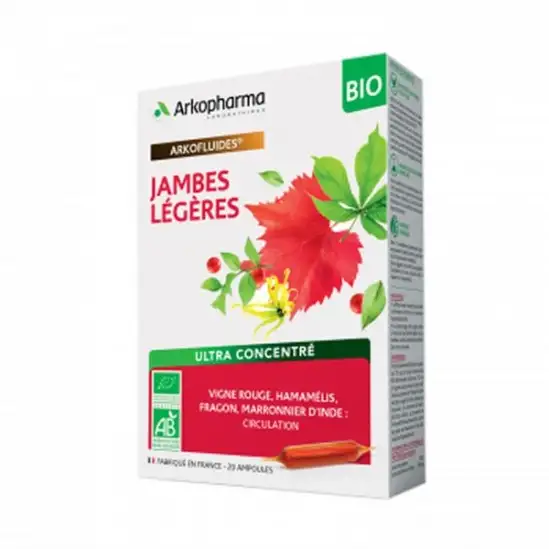Arkopharma arkofluides jambes légères bio 20 ampoules 10ml