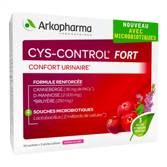 Arkopharma cys control fort avec microbiotiques 10sachets + 5sticks à diluer