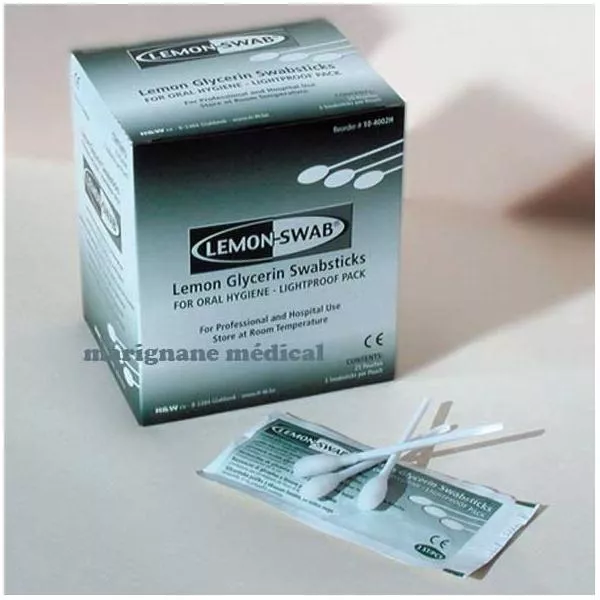 Bâtonnet de soin de bouche glycérinés au citron Lemon Swab