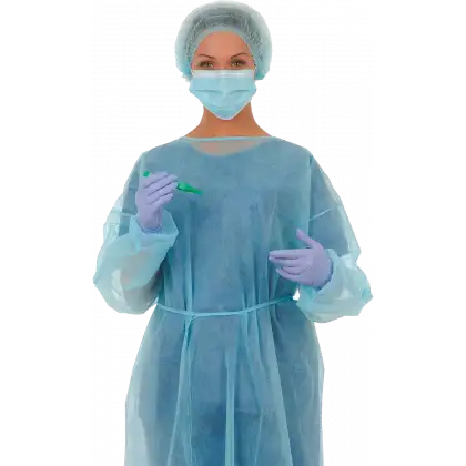 Blouses visiteurs non tissées bleues - taille unique (sachet de 10)