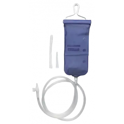 Bock à lavement souple avec canules