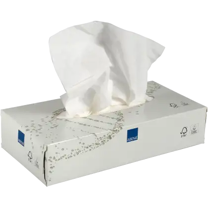 Boîte de 100 mouchoirs 2 plis blanc Abena (carton de 40 boîtes)
