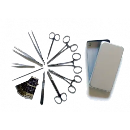 Boite de petite chirurgie complète en aluminium avec instruments