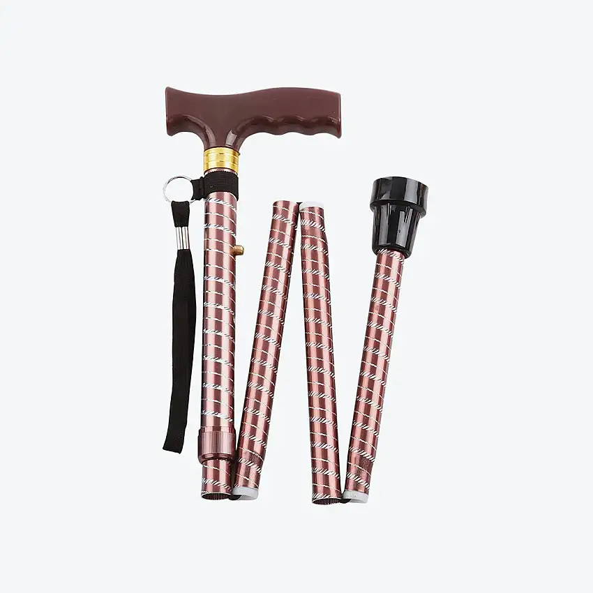 Canne pliante - Aluminium - Brun et blanc - Aidapt