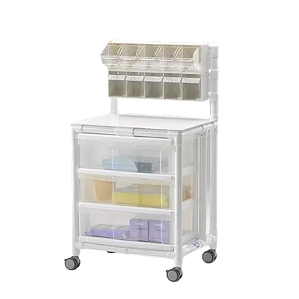 Chariot roulant d'hygiène et de soin avec distributeur de seringues amagnétique RCN Médical (compatible 3T)