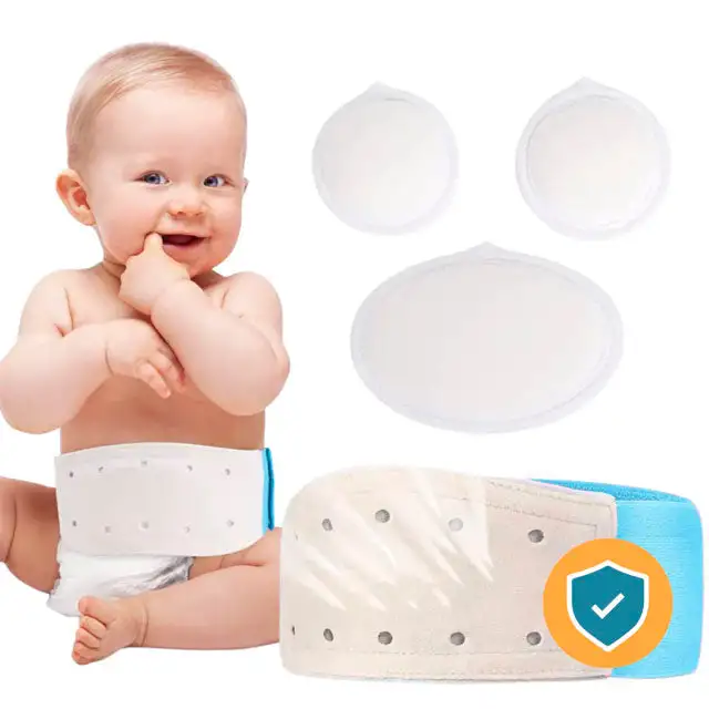 Ceinture Hernie Ombilicale pour Bébés avec 3 Coussinets - Bleu