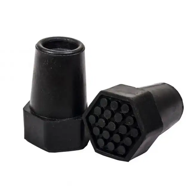 Embout pour bâtons avec base renforcée hexagonale en caoutchouc - Paquet de 2 unités