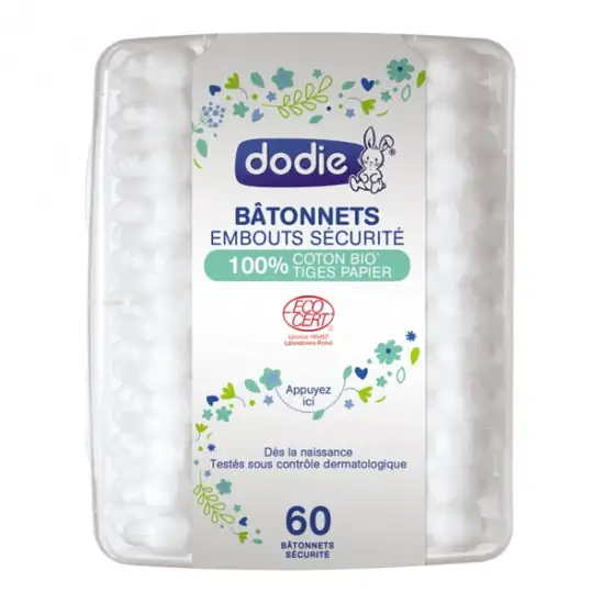 Dodie bâtonnets bébé embouts sécurité bio x60