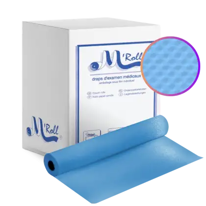 Draps d'examen épais ouate plastifiée gaufrée M’ROLL (6 rouleaux)