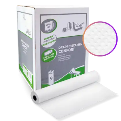Draps d'examen ouate gaufrée collée (9 rouleaux)