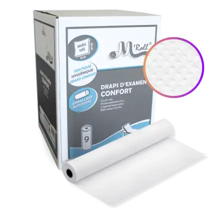 Draps d'examen épais ouate gaufrée M'ROLL (12 rouleaux)