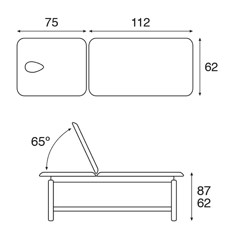 Ecopostural Table d'examen en deux parties Roi, Nature