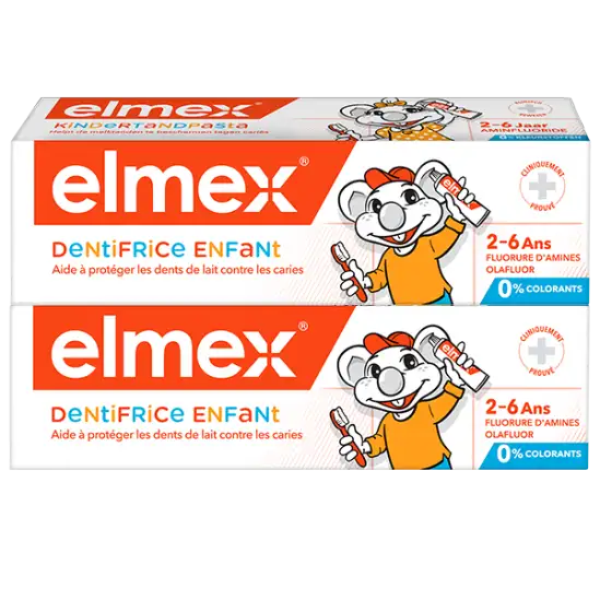 Elmex dentifrice enfant 2-6 ans lot de 2x50ml