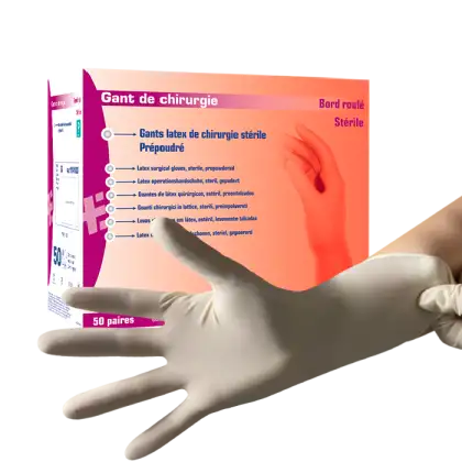 Gants d'examen et de chirurgie latex stériles poudrés (boîte de 100)