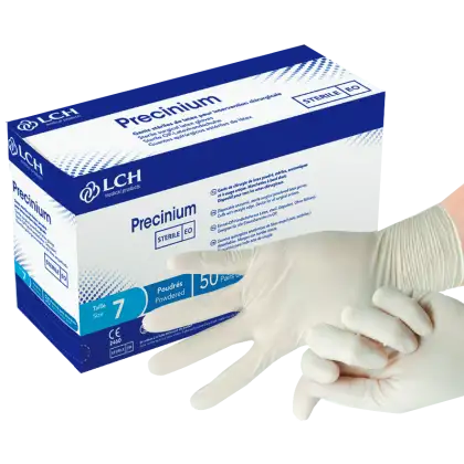 Gants latex pré-poudrés stériles (boîte de 100)
